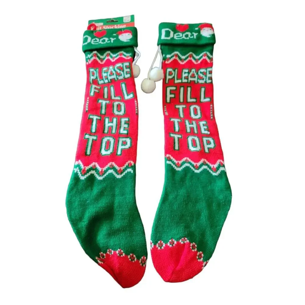 Vintage Christmas Stocking Dear Santa Please Fill To The Top Joybrite NOS